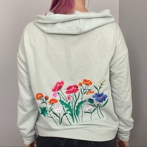 Crave Fame by Almost Famous Embroidered Floral Mint Green Hoodie